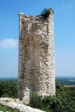 La tour vue de l'intérieurde l'enceinte du château.