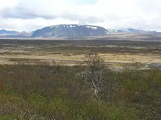 La Hrafnabjörg vue depuis le rebord occidental des Þingvellir.