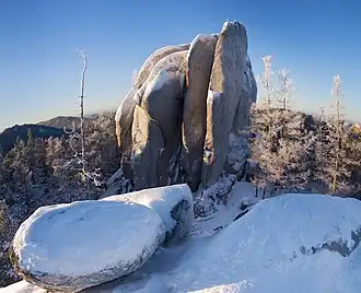 Vue du parc national des colonnes de Krasnoïarsk