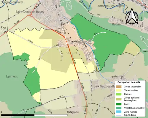 Carte en couleurs présentant l'occupation des sols.