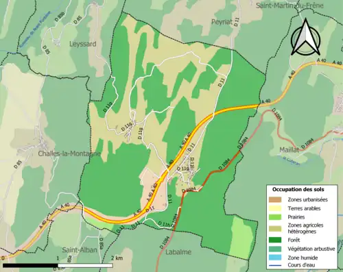 Carte en couleurs présentant l'occupation des sols.