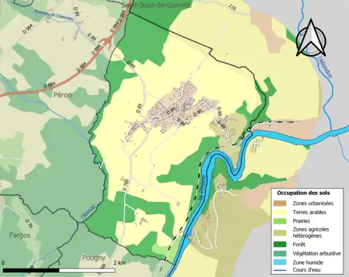 Carte en couleurs présentant l'occupation des sols.