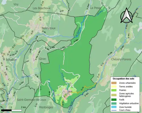 Carte en couleurs présentant l'occupation des sols.