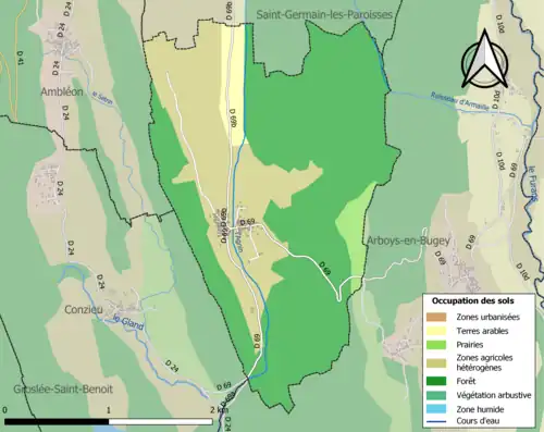 Carte en couleurs présentant l'occupation des sols.