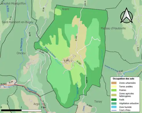 Carte en couleurs présentant l'occupation des sols.