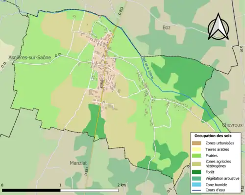 Carte en couleurs présentant l'occupation des sols.