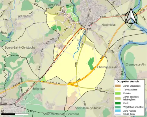 Carte en couleurs présentant l'occupation des sols.