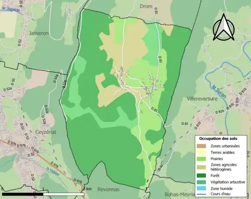 Carte en couleurs présentant l'occupation des sols.