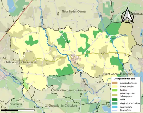 Carte en couleurs présentant l'occupation des sols.