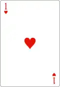 Schéma d'un as de cœur dont la valeur est indiquée d'un « 1 » au lieu d'un « A ».
