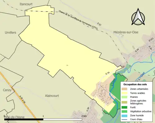 Carte en couleurs présentant l'occupation des sols.