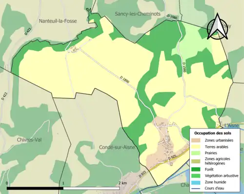 Carte en couleurs présentant l'occupation des sols.