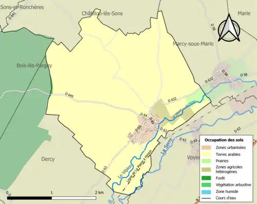 Carte en couleurs présentant l'occupation des sols.