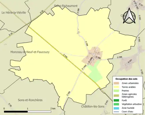 Carte en couleurs présentant l'occupation des sols.