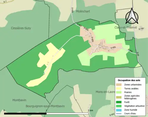Carte en couleurs présentant l'occupation des sols.