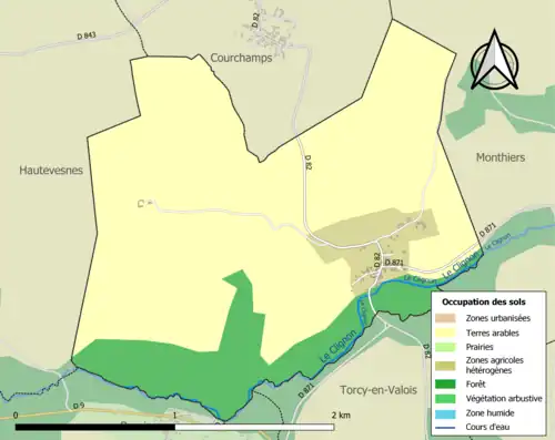 Carte en couleurs présentant l'occupation des sols.
