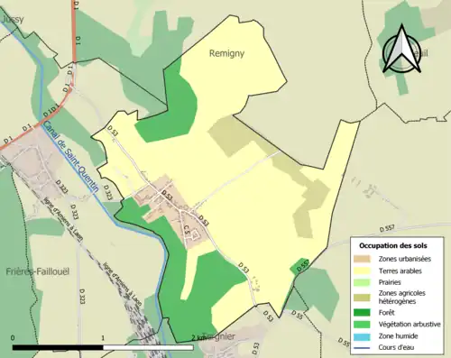 Carte en couleurs présentant l'occupation des sols.