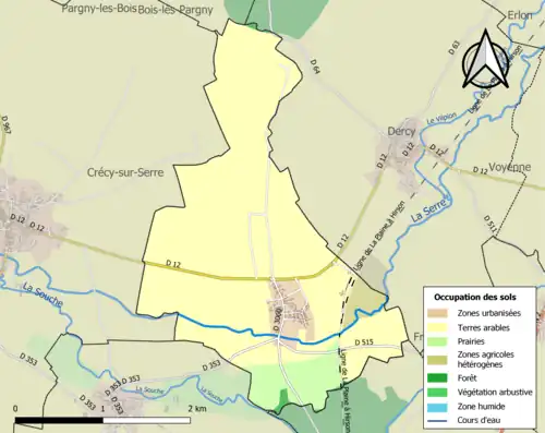 Carte en couleurs présentant l'occupation des sols.