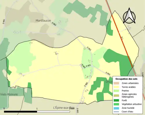 Carte en couleurs présentant l'occupation des sols.
