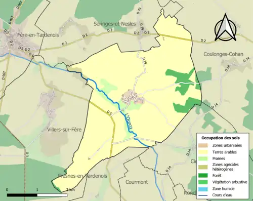 Carte en couleurs présentant l'occupation des sols.