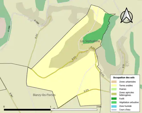 Carte en couleurs présentant l'occupation des sols.