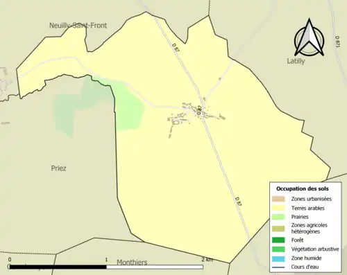 Carte en couleurs présentant l'occupation des sols.