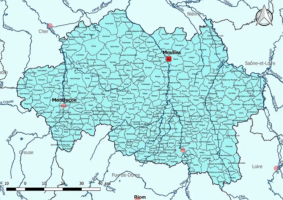 Le Allier est entièrement dans le bassin DCE Loire-Bretagne.