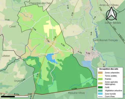 Carte en couleurs présentant l'occupation des sols.