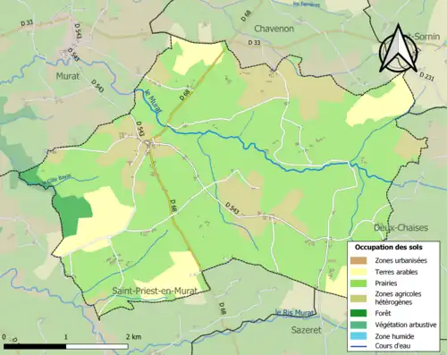 Carte en couleurs présentant l'occupation des sols.