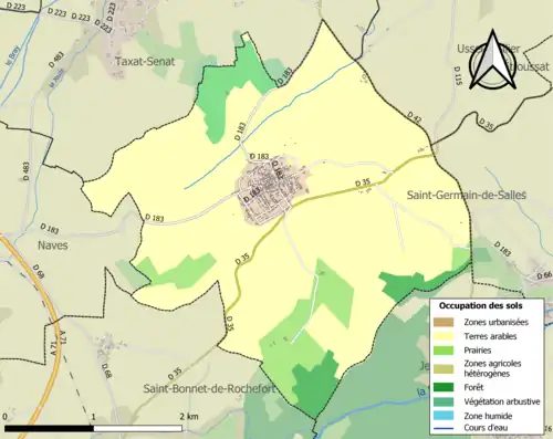 Carte en couleurs présentant l'occupation des sols.