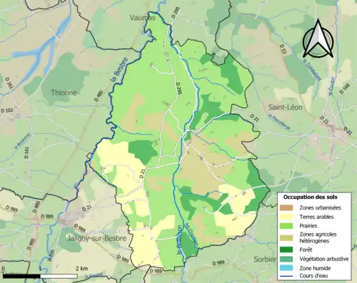Carte en couleurs présentant l'occupation des sols.