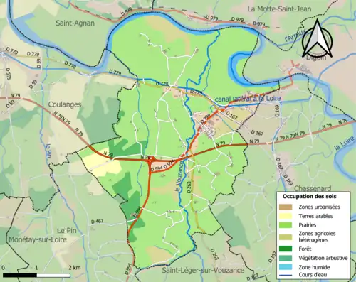 Carte en couleurs présentant l'occupation des sols.