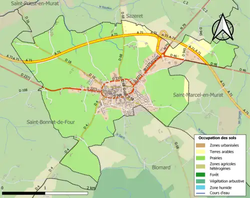 Carte en couleurs présentant l'occupation des sols.