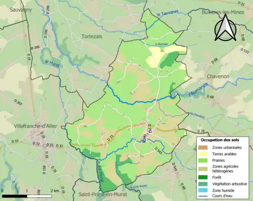 Carte en couleurs présentant l'occupation des sols.