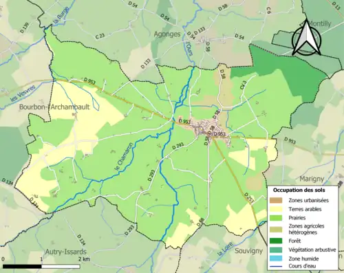 Carte en couleurs présentant l'occupation des sols.