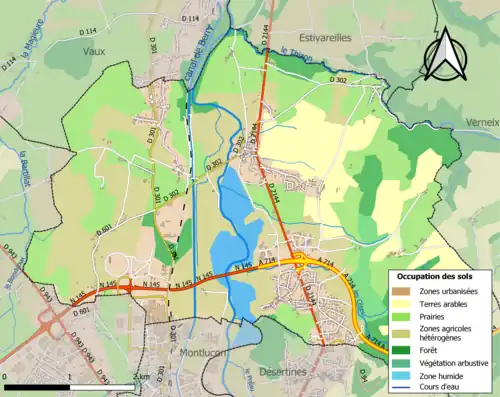 Carte en couleurs présentant l'occupation des sols.