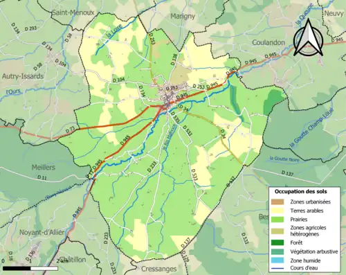 Carte en couleurs présentant l'occupation des sols.