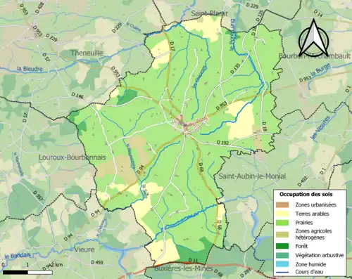 Carte en couleurs présentant l'occupation des sols.