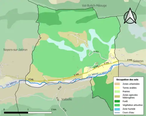 Carte en couleurs présentant l'occupation des sols.