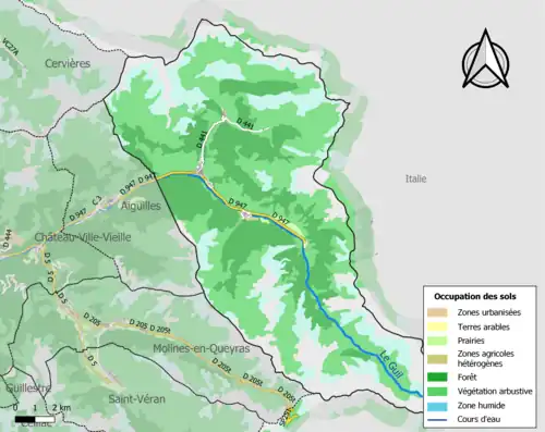 Carte en couleurs présentant l'occupation des sols.
