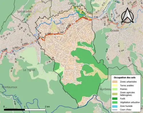 Carte en couleurs présentant l'occupation des sols.