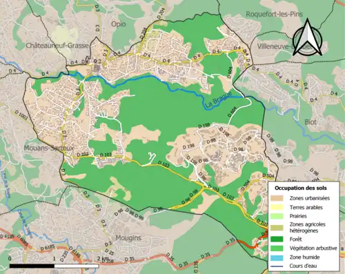 Carte en couleurs présentant l'occupation des sols.