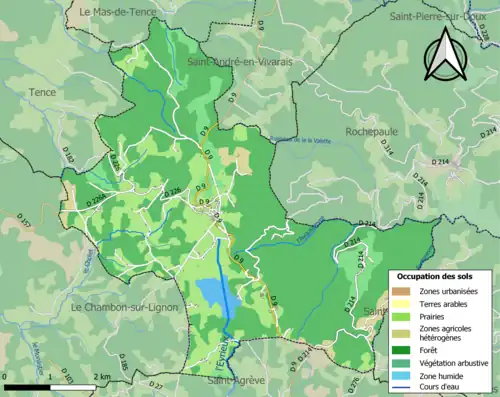 Carte en couleurs présentant l'occupation des sols.