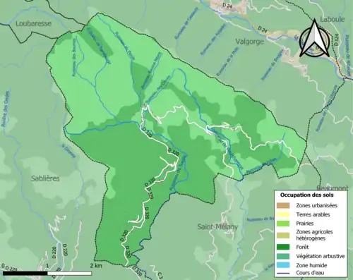 Carte en couleurs présentant l'occupation des sols.