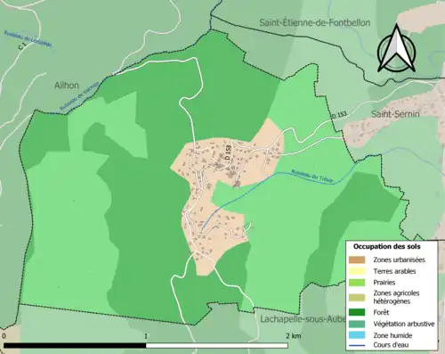 Carte en couleurs présentant l'occupation des sols.