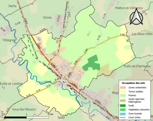 Carte en couleurs présentant l'occupation des sols.