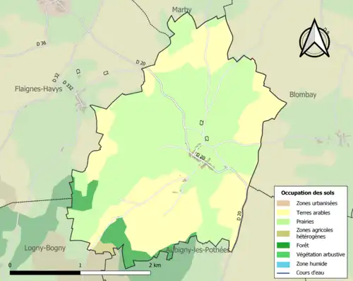 Carte en couleurs présentant l'occupation des sols.