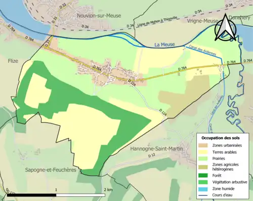 Carte en couleurs présentant l'occupation des sols.