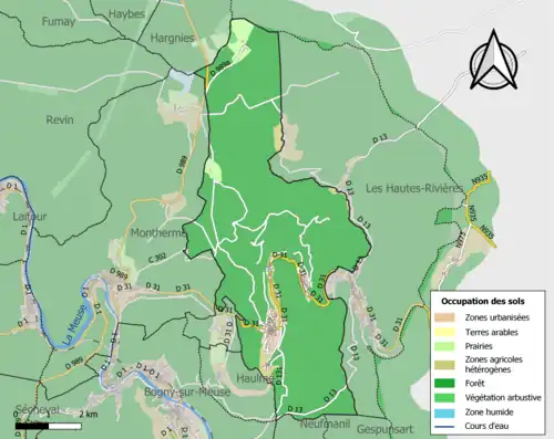 Carte en couleurs présentant l'occupation des sols.