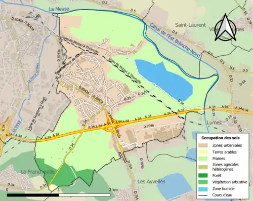 Carte en couleurs présentant l'occupation des sols.